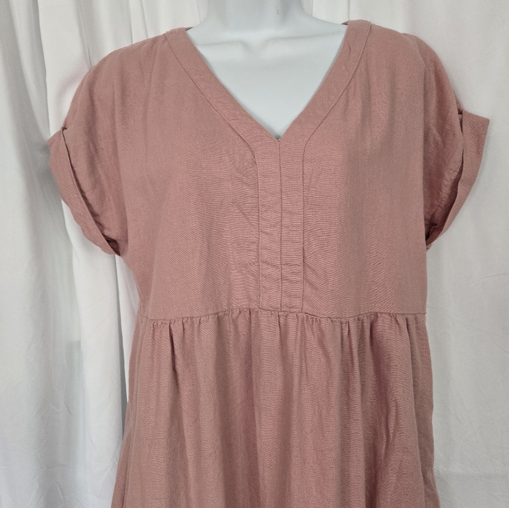 Briggs Soft Pink Trendy Linen Blend Summer Dress Size M